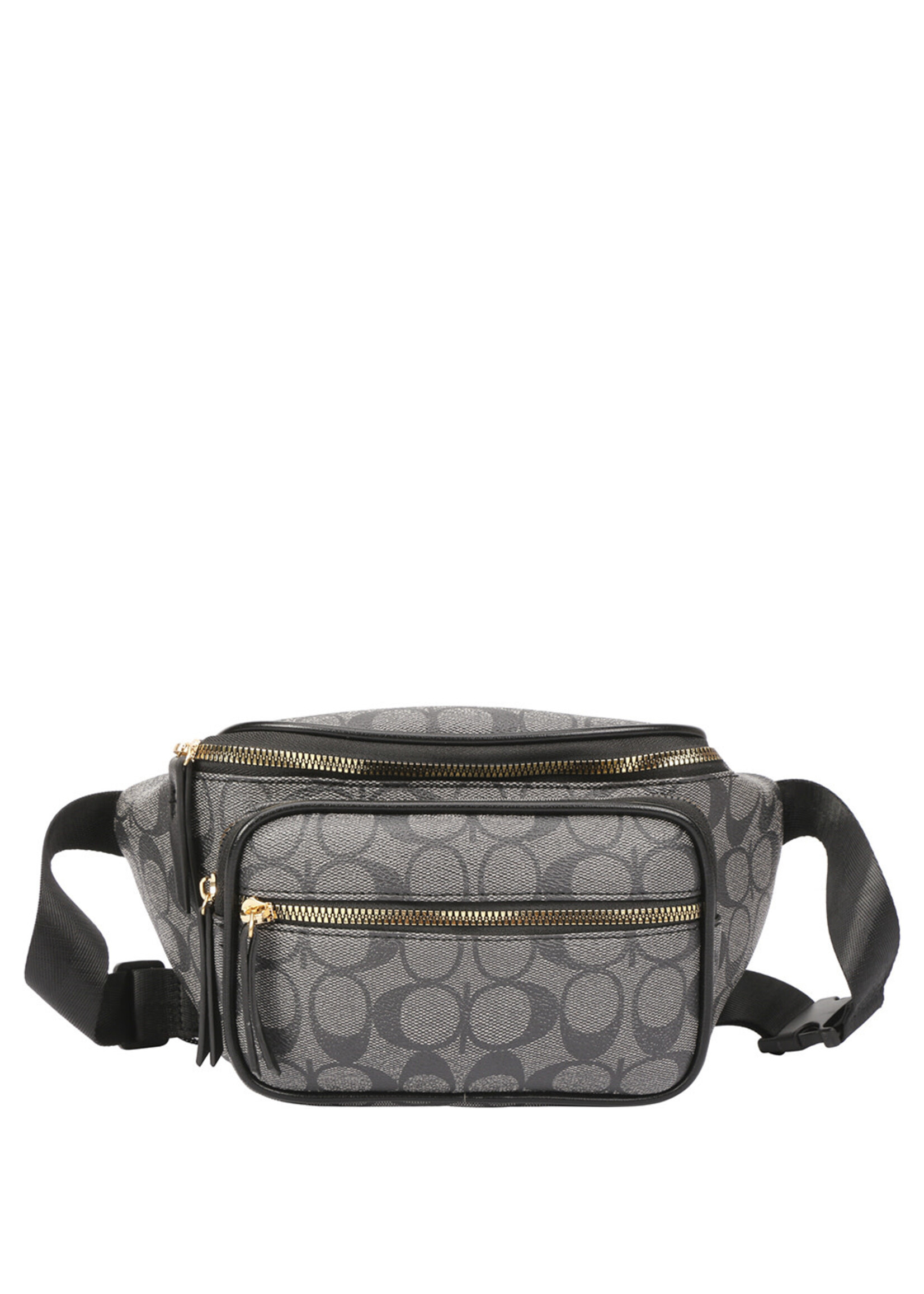 OVAL DESIGN PRINT ZIPPER CROSSBODY BAG