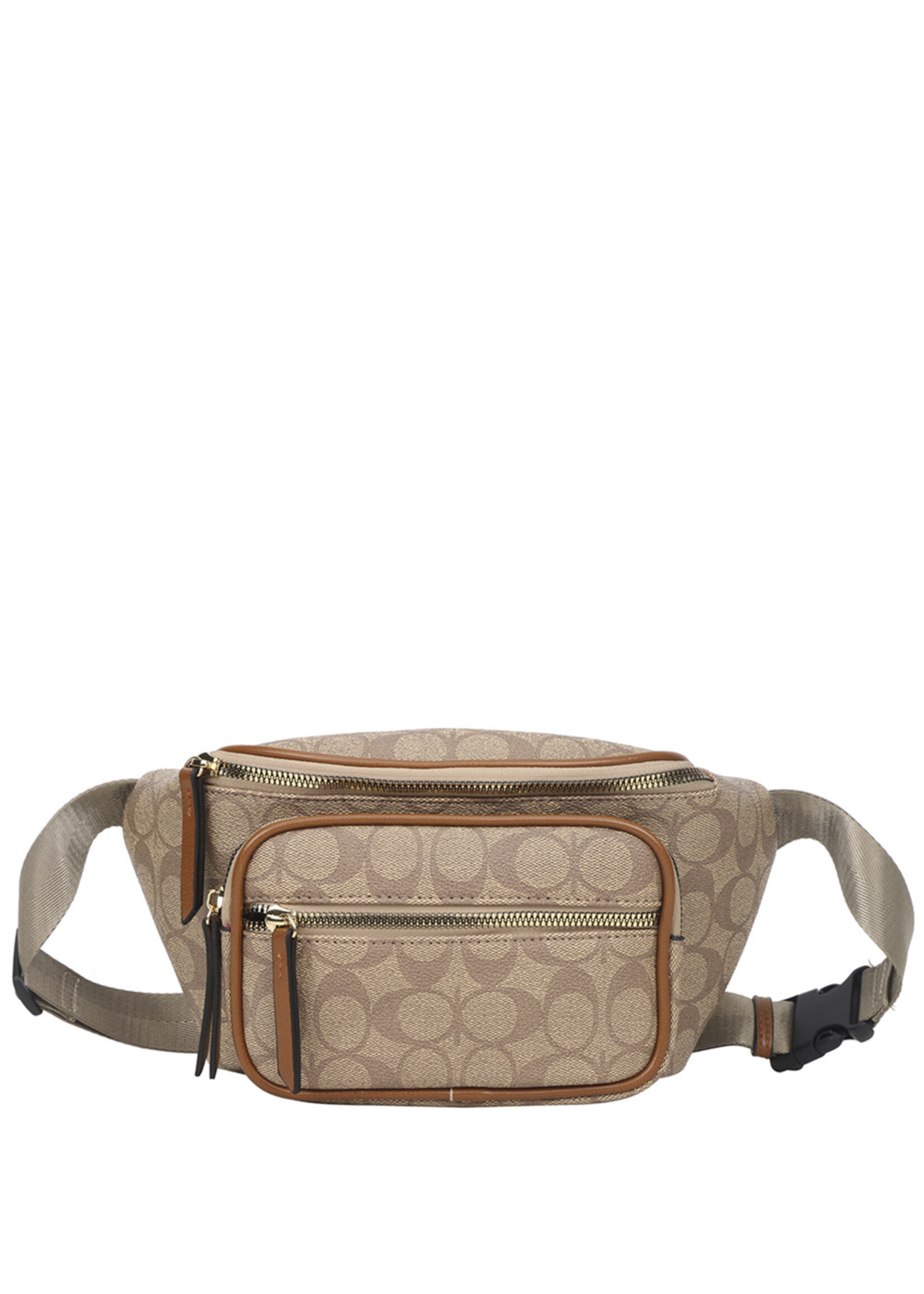 OVAL DESIGN PRINT ZIPPER CROSSBODY BAG