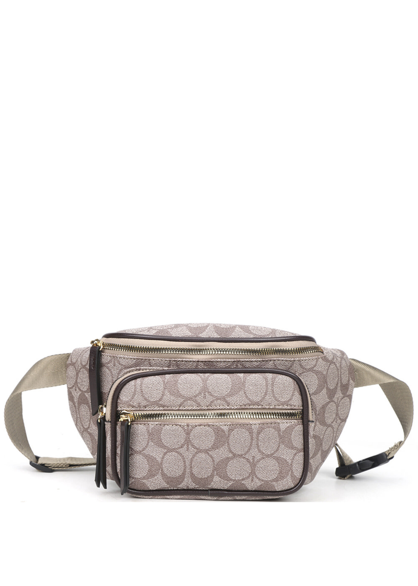 OVAL DESIGN PRINT ZIPPER CROSSBODY BAG