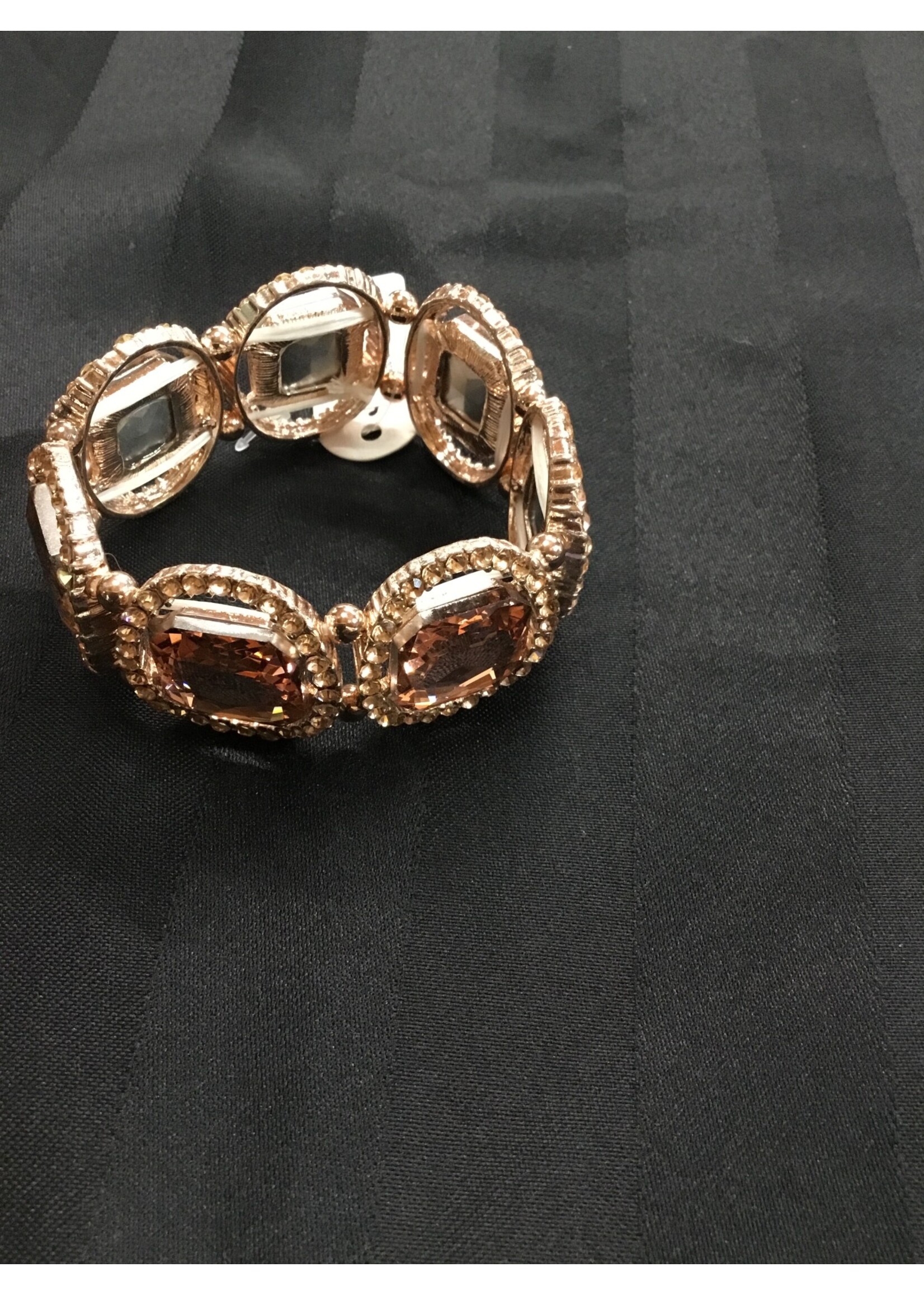 Pave oval trim glass crystal stretch evening bracelet