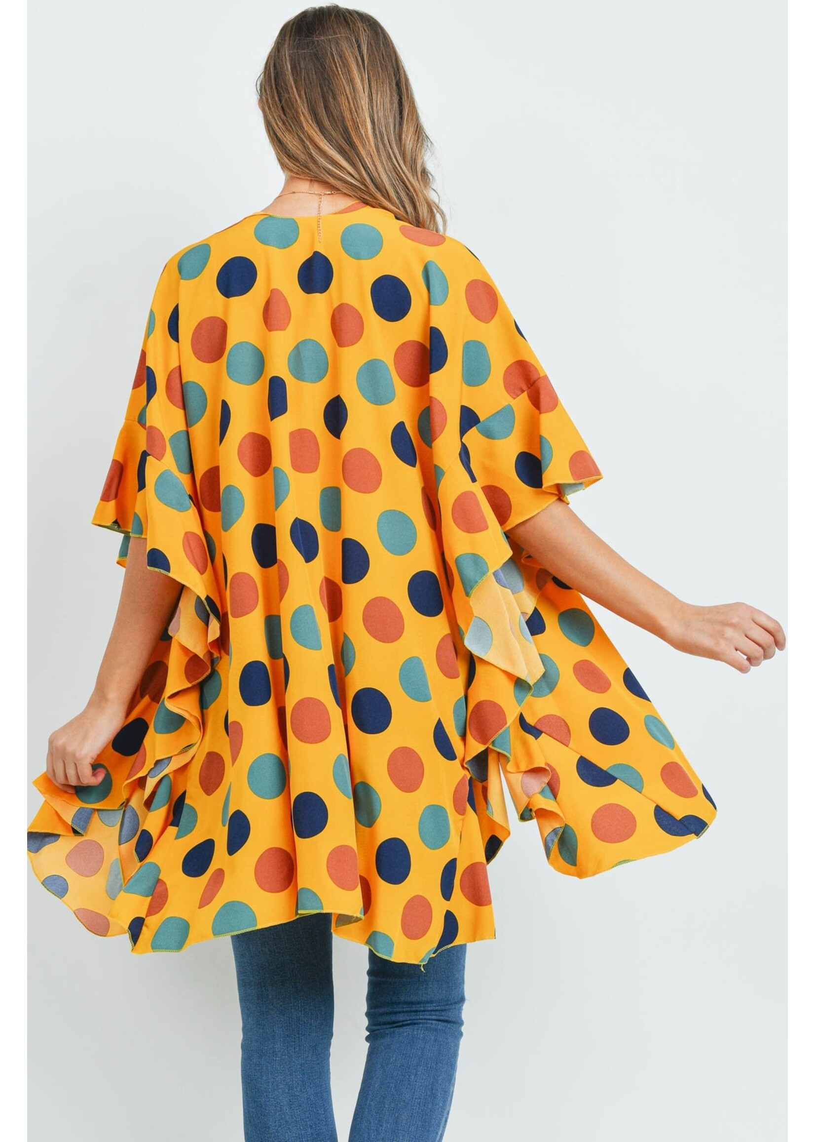 POLKA DOT RUFFLE KIMONO YELLOW