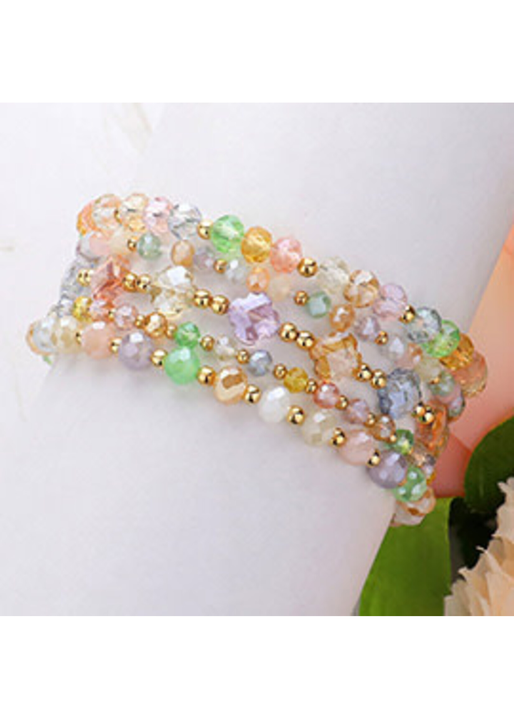 5PCS - Faceted Beaded Multi Layered Stretch Bracelets