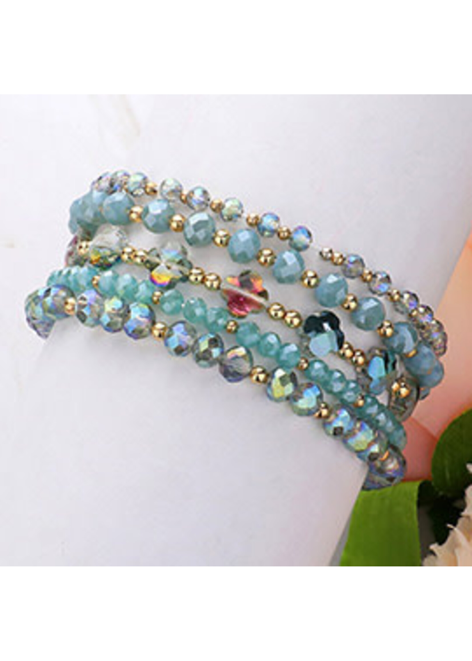 5PCS - Faceted Beaded Multi Layered Stretch Bracelets