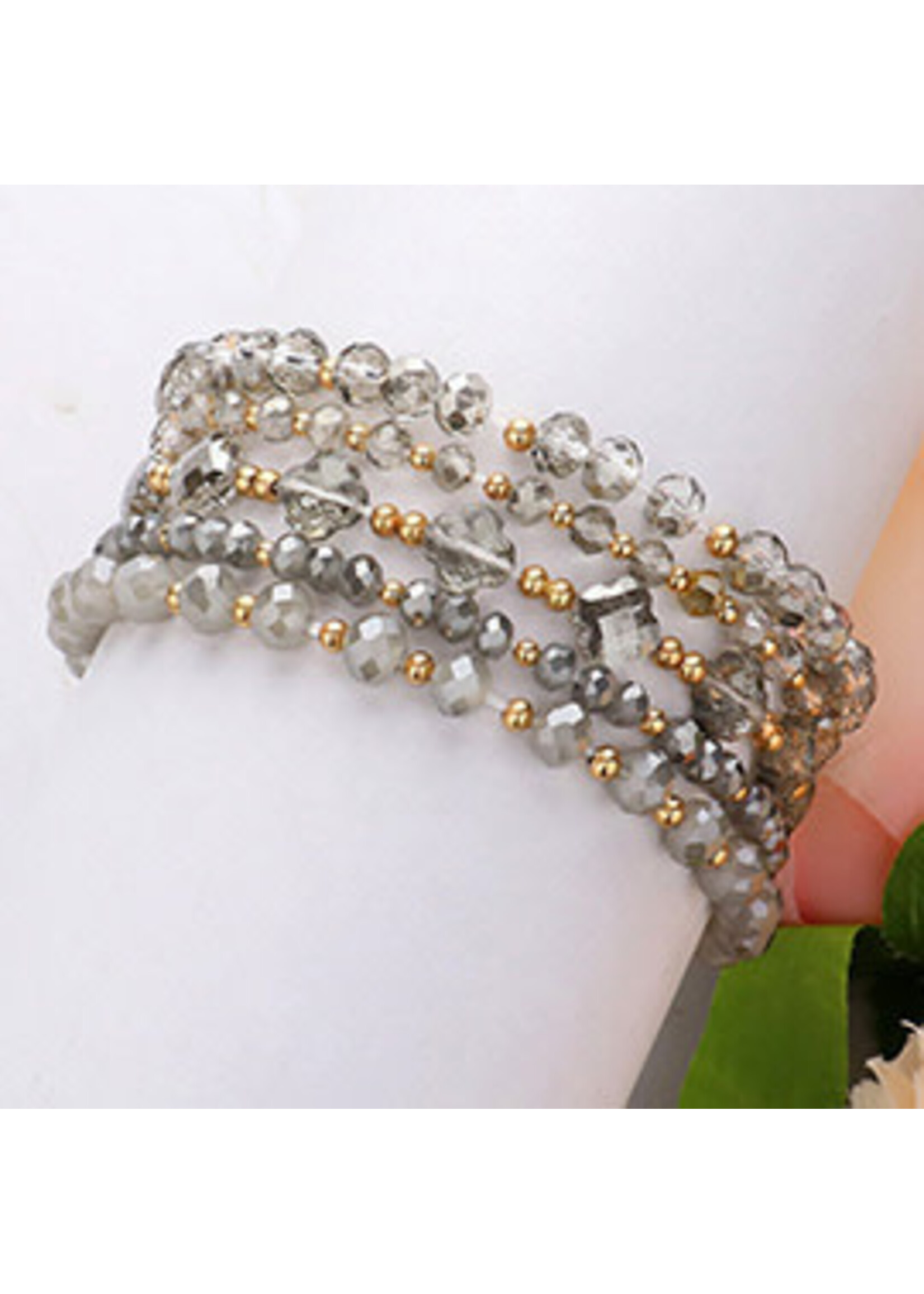 5PCS - Faceted Beaded Multi Layered Stretch Bracelets