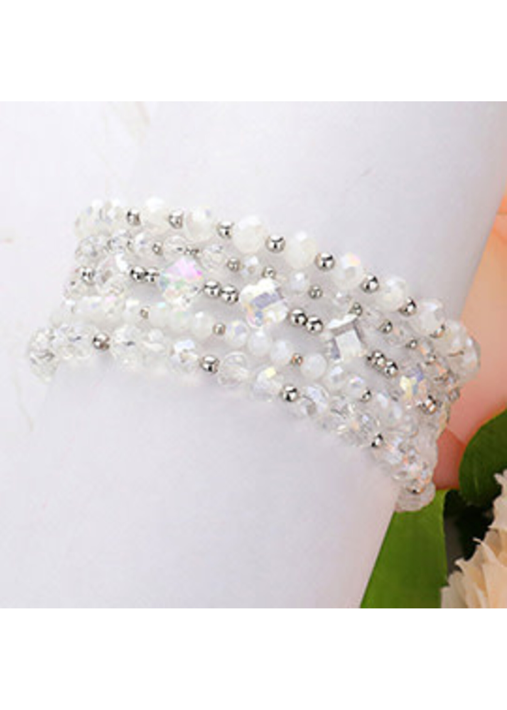 5PCS - Faceted Beaded Multi Layered Stretch Bracelets