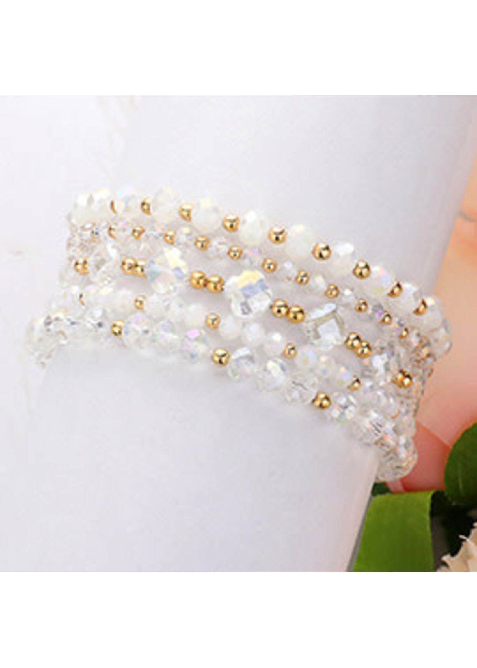 5PCS - Faceted Beaded Multi Layered Stretch Bracelets