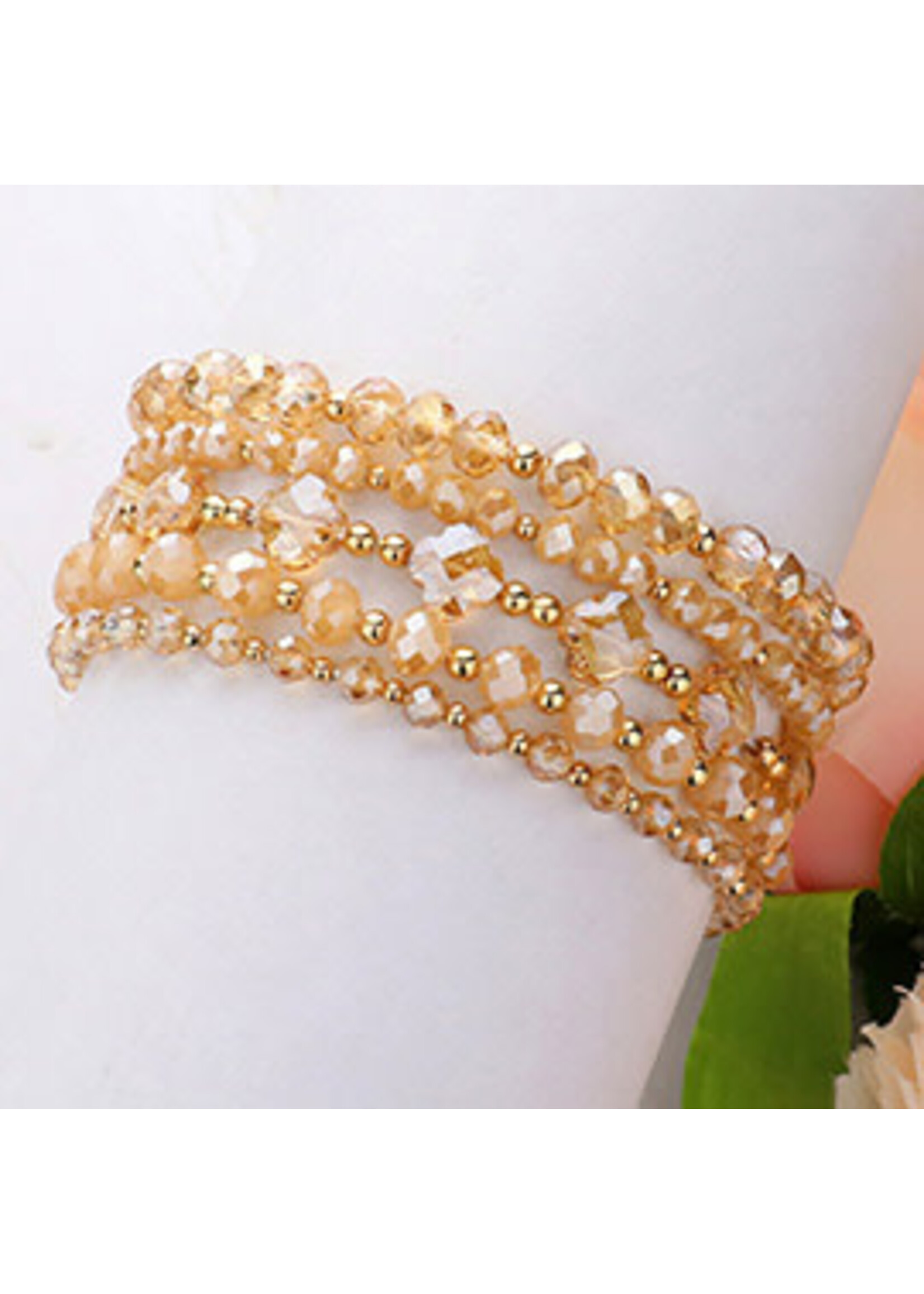 5PCS - Faceted Beaded Multi Layered Stretch Bracelets