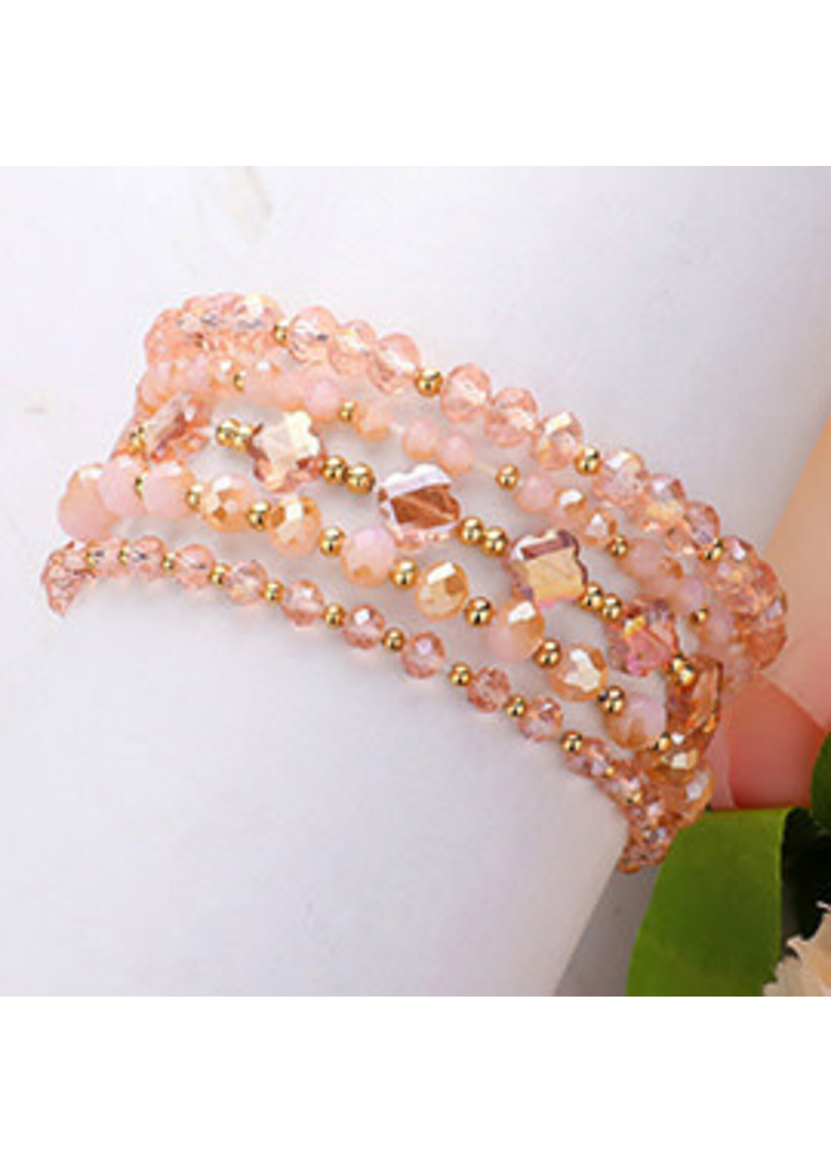 5PCS - Faceted Beaded Multi Layered Stretch Bracelets