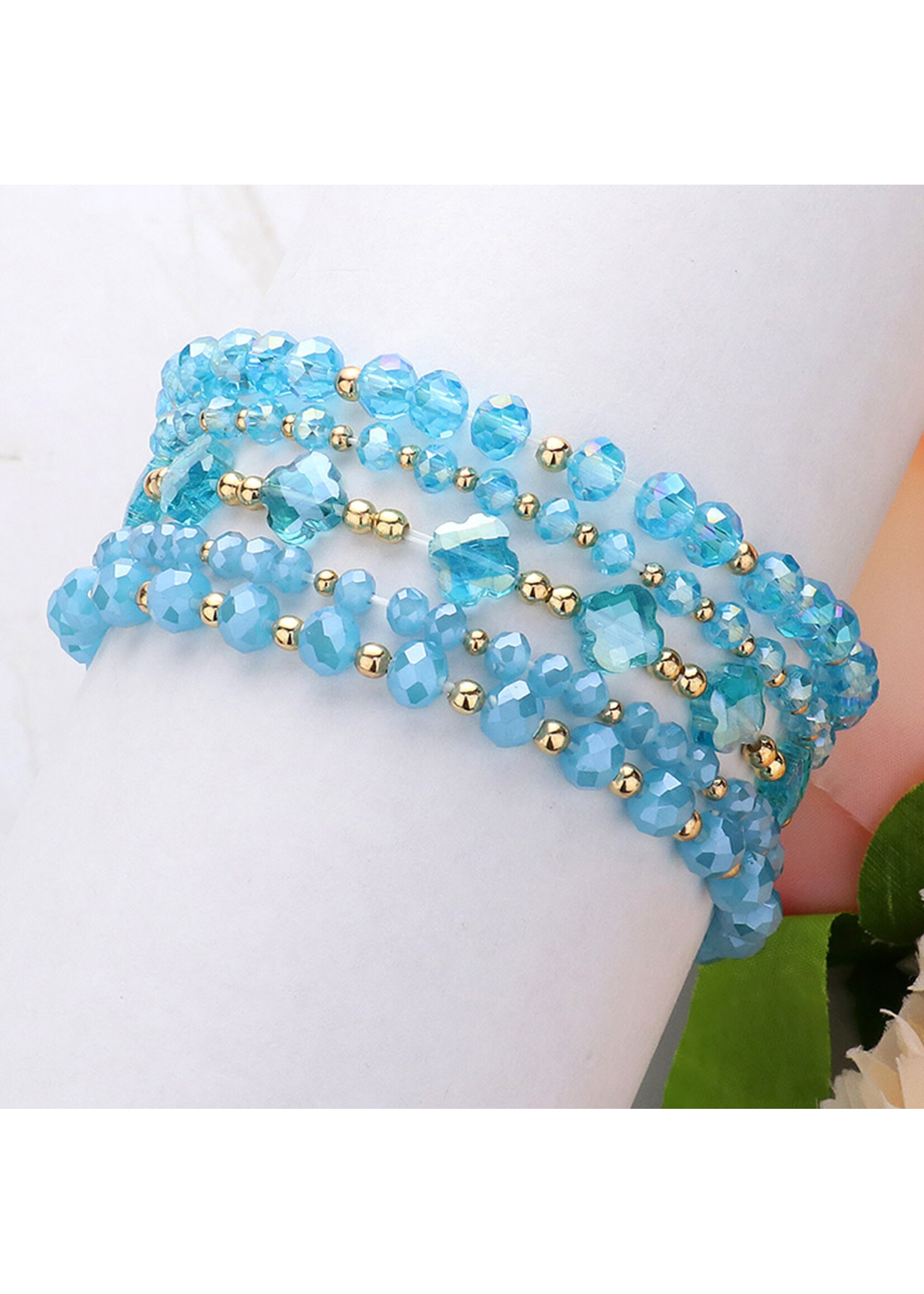 5PCS - Faceted Beaded Multi Layered Stretch Bracelets