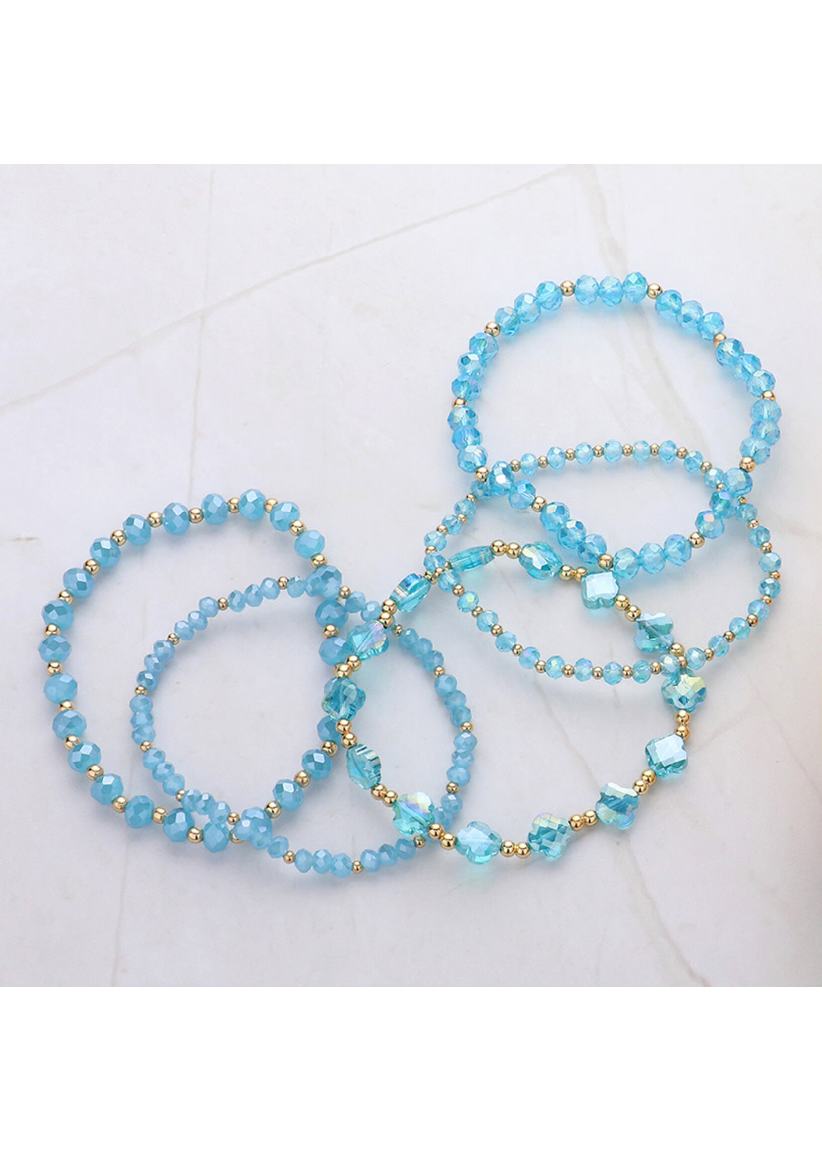 5PCS - Faceted Beaded Multi Layered Stretch Bracelets