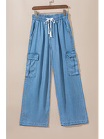 Drawstring  Cargo Pocket Wide Leg