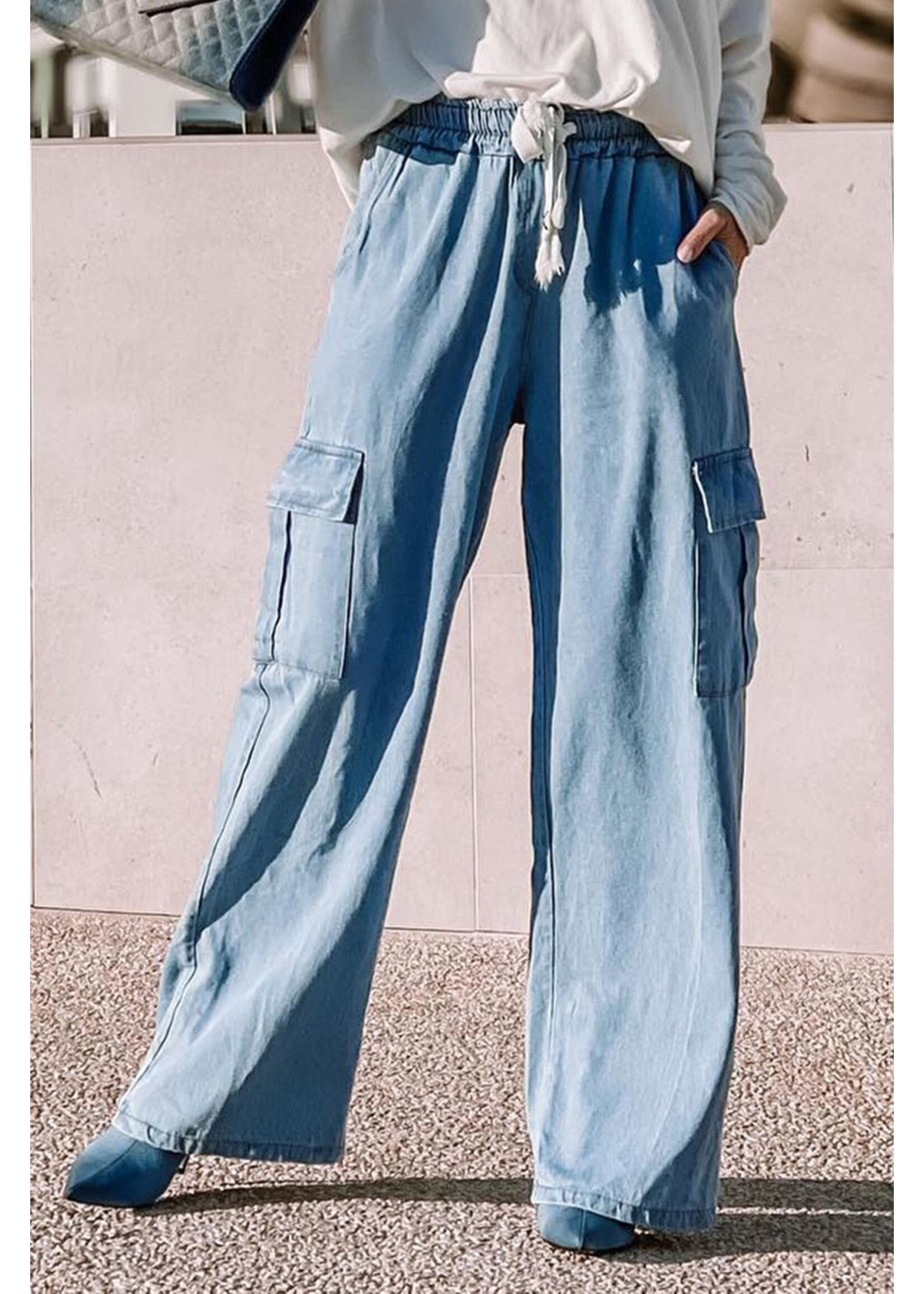 Drawstring  Cargo Pocket Wide Leg