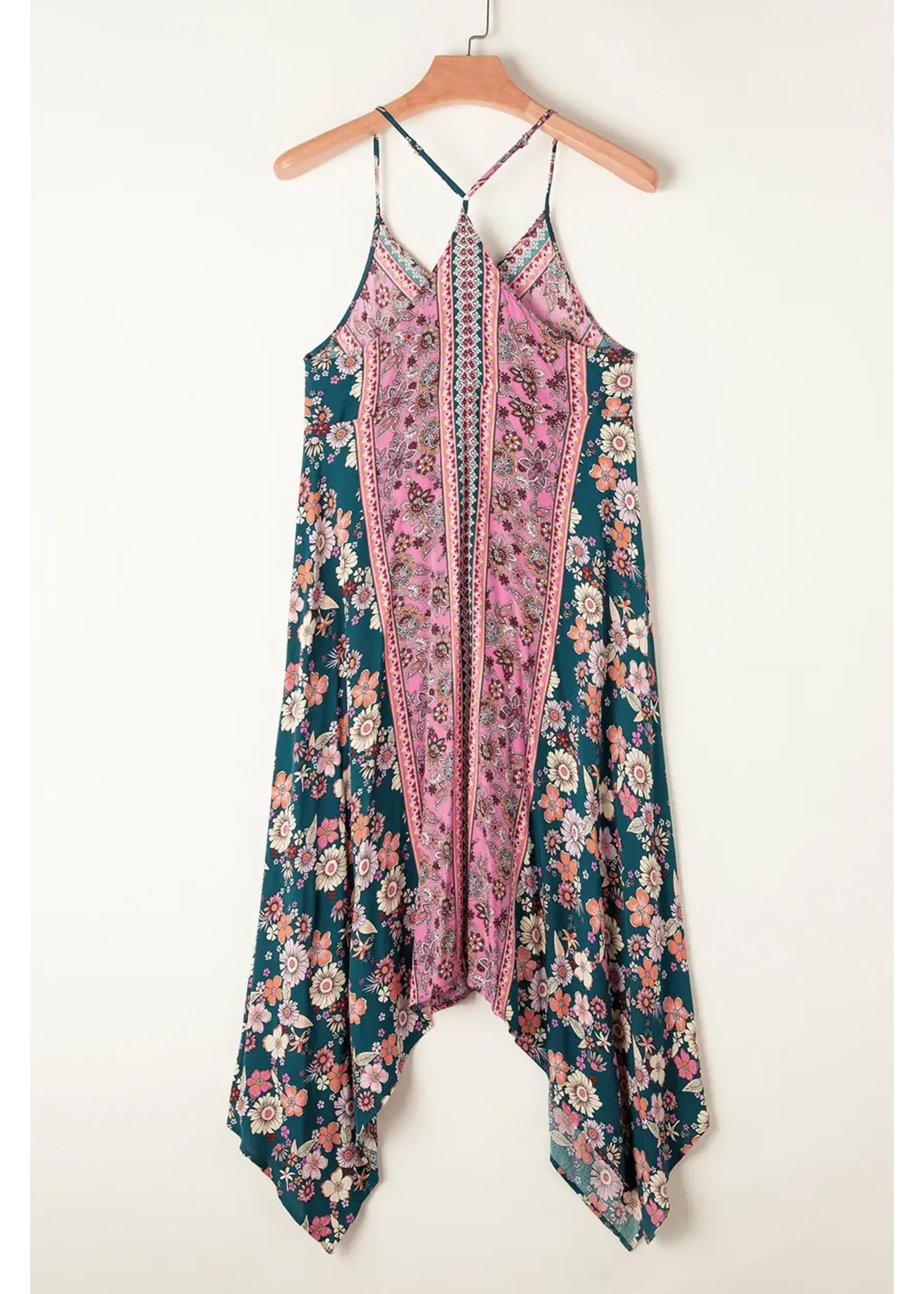 Pink Bohemian Floral Patchwork  Sundress