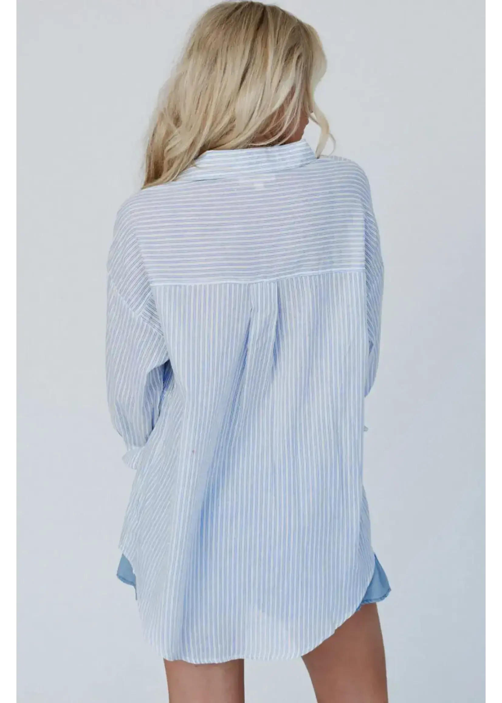 Sky Blue Stripe Striped Buttoned up Long Sleeve Shirt