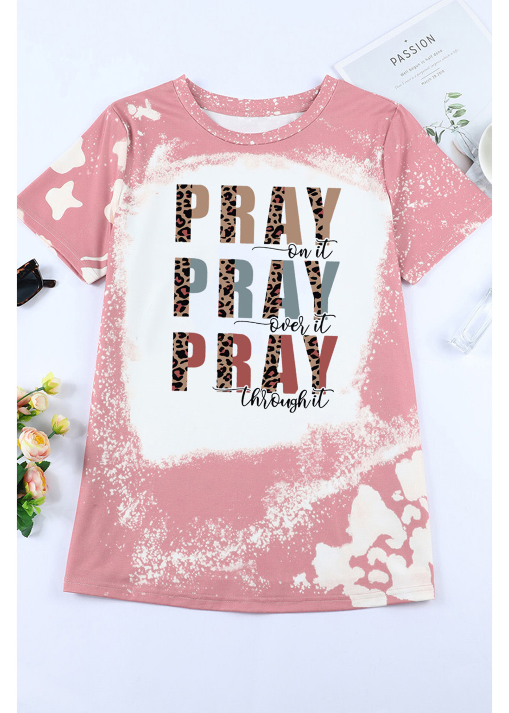 Pink PRAY Graphic Tie Dye Tee