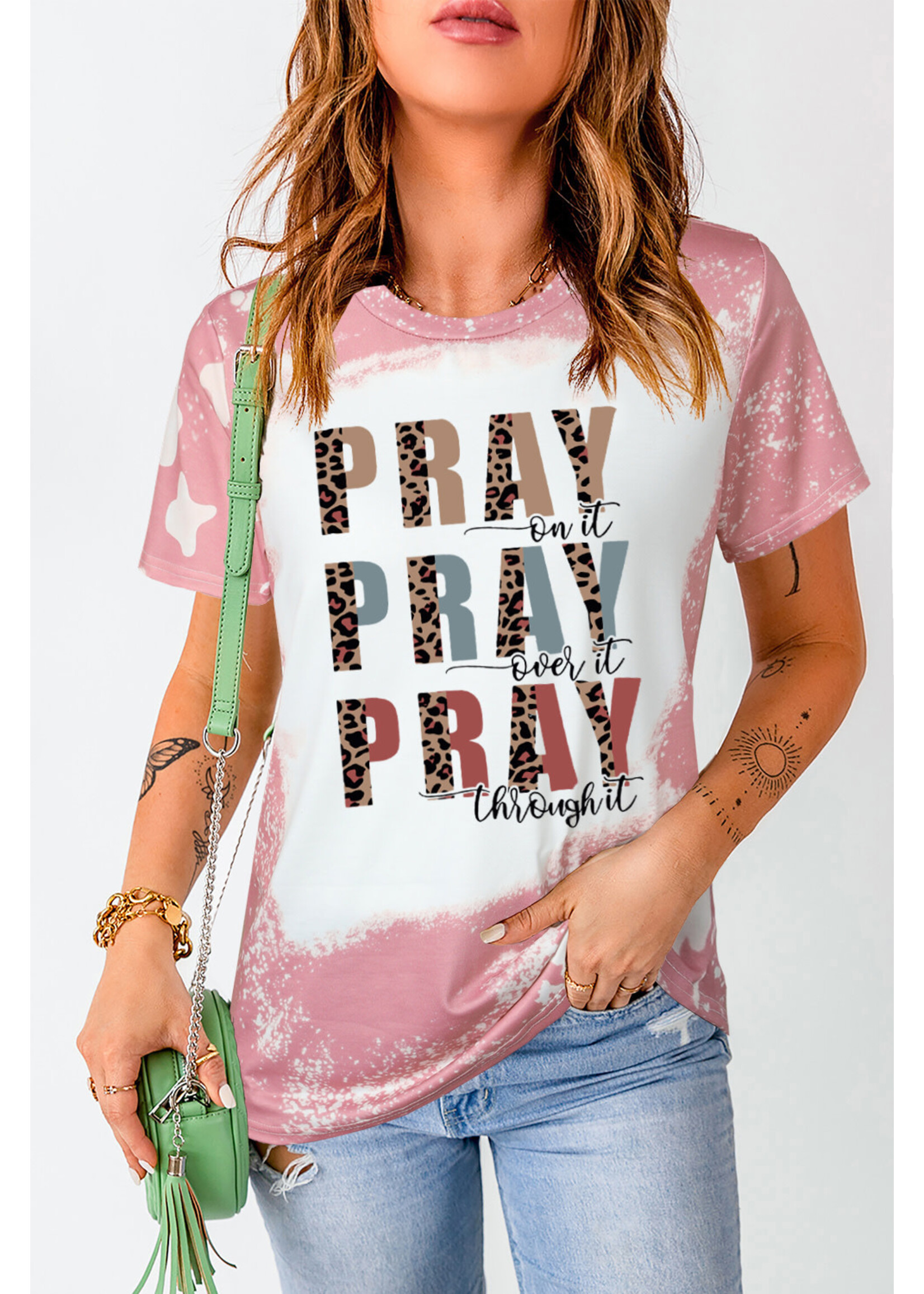 Pink PRAY Graphic Tie Dye Tee