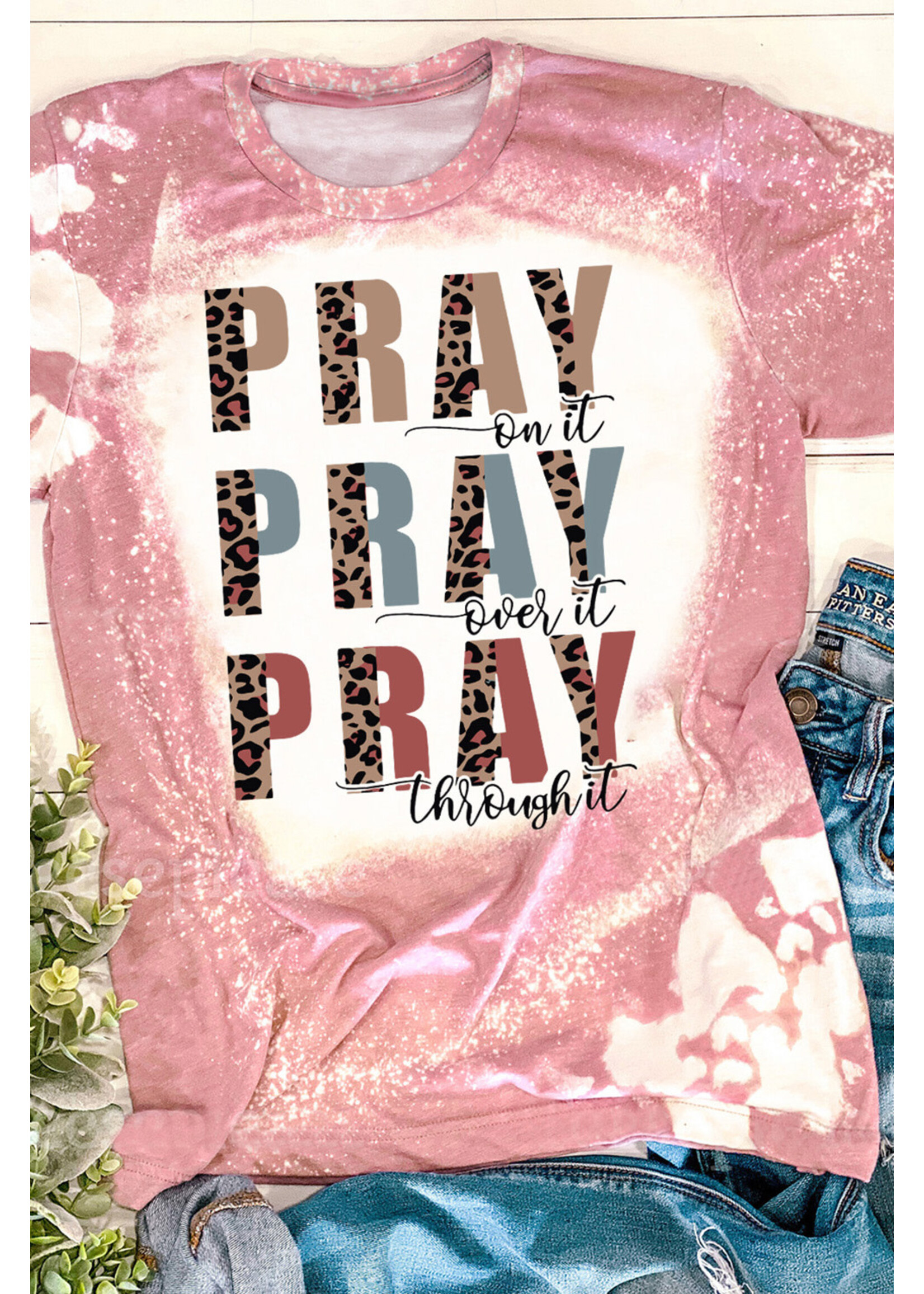 Pink PRAY Graphic Tie Dye Tee