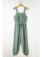 Knotted Straps Button  Drawstring Jumpsuit