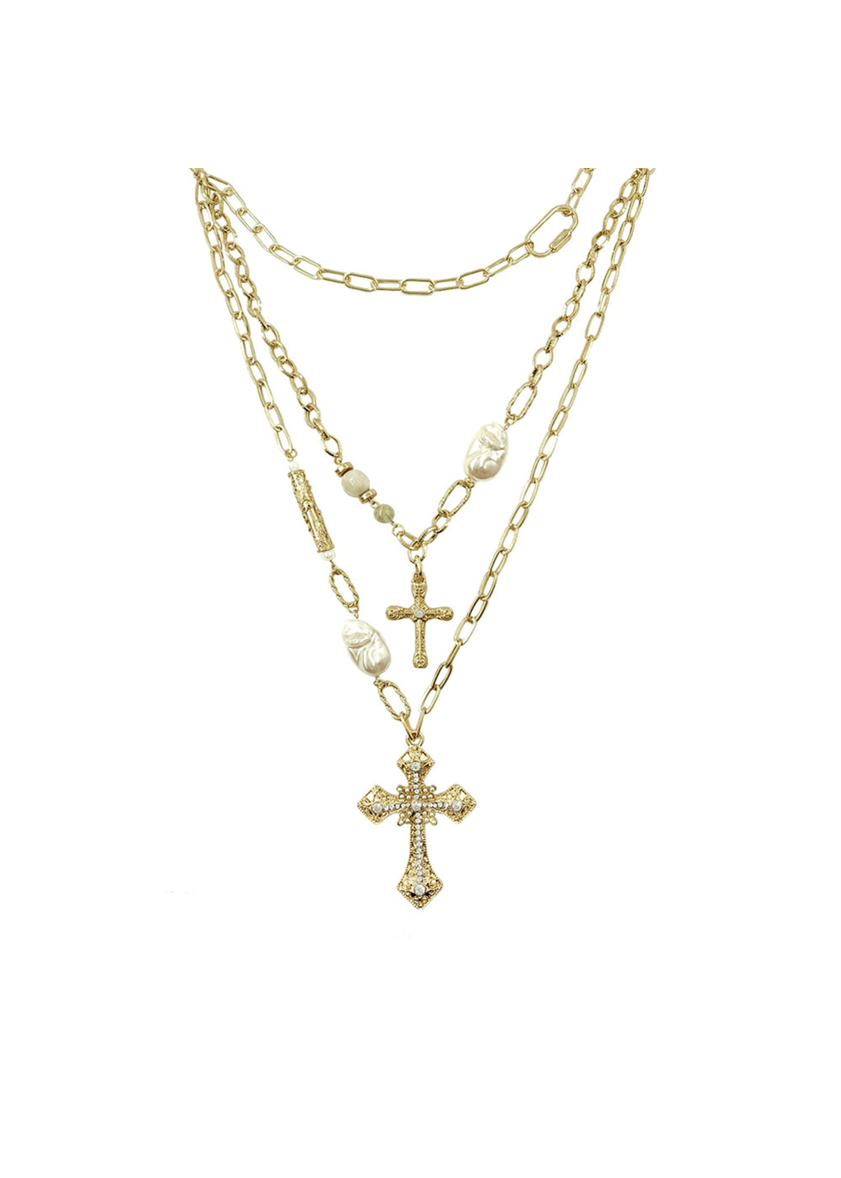 CROSS & FRESH WATER PEARL NECKLACE