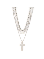 SDJ ROPE OVAL LINK CROSS PENDANT NECKLACE