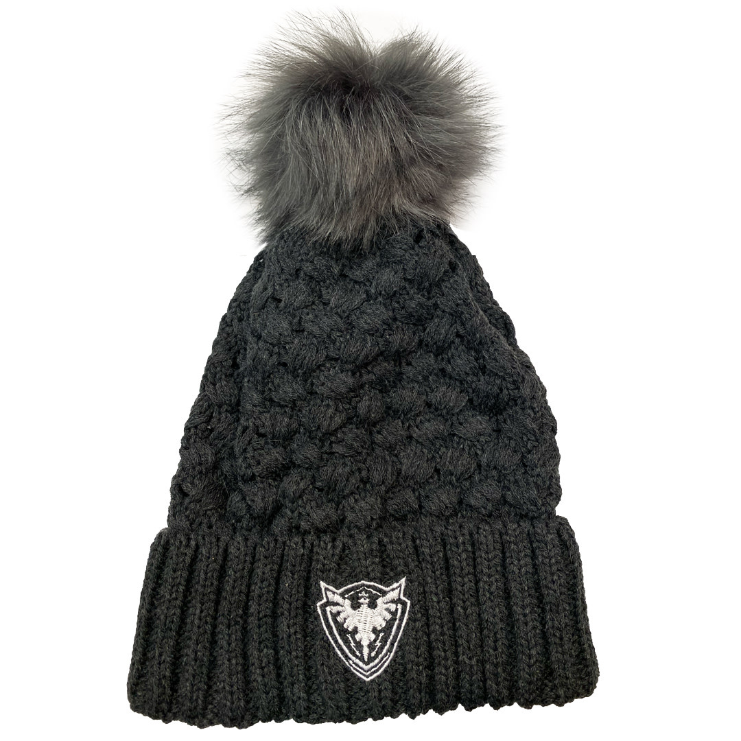 Tuque grise femme avec pompon Phœnix de Sherbrooke