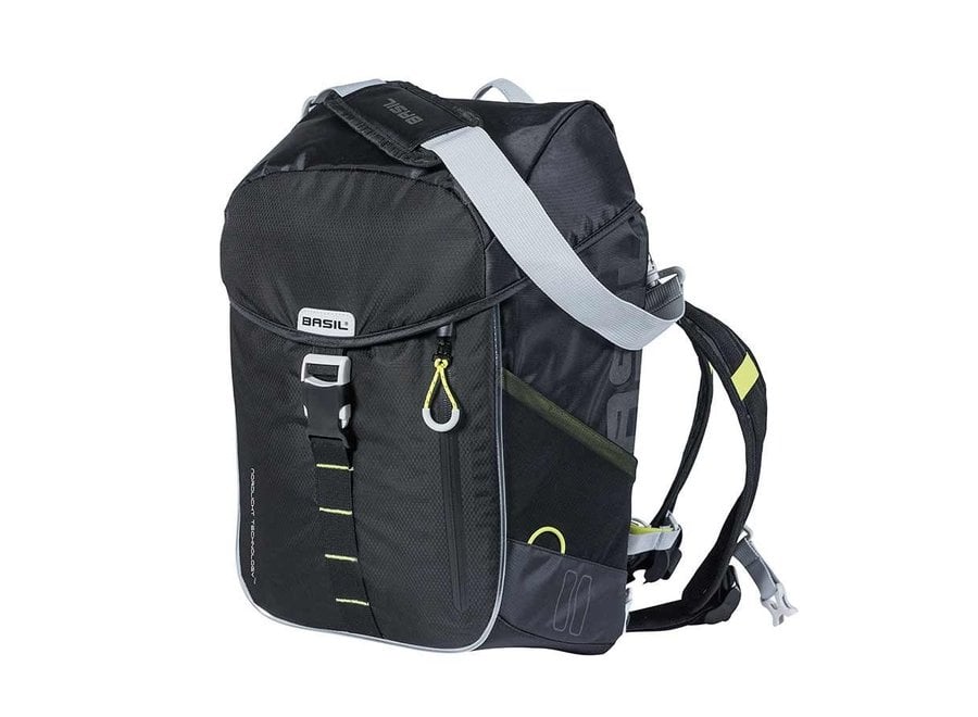 Basil, Backpack, Nordlicht Technology LED, 17L, Black/Lime - Algoma Bicycle Company