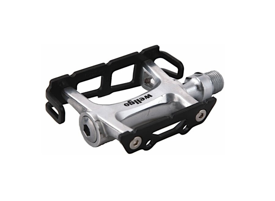 Pedales plateforme R025B, axe Cr-Mo, noir/argent