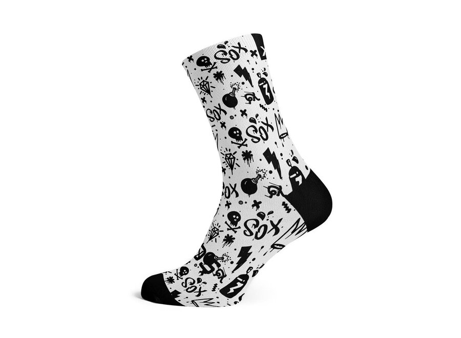 Sox Footwear Crew Socks - Doodle White