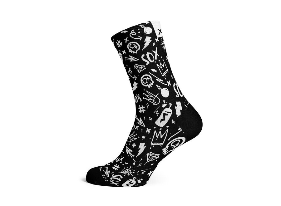 Sox Footwear Crew Socks - Doodle Black