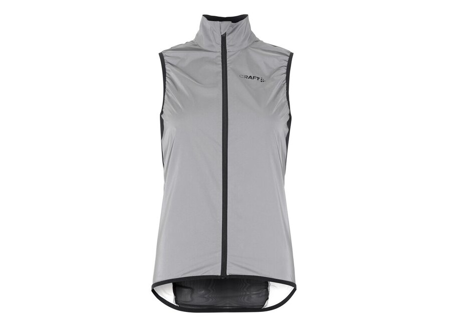 Craft Adv Essence Lumen Women's Wind Vest - Silver Reflective/Black