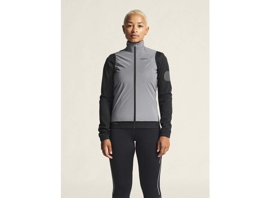 Craft Adv Essence Lumen Women's Wind Vest - Silver Reflective/Black