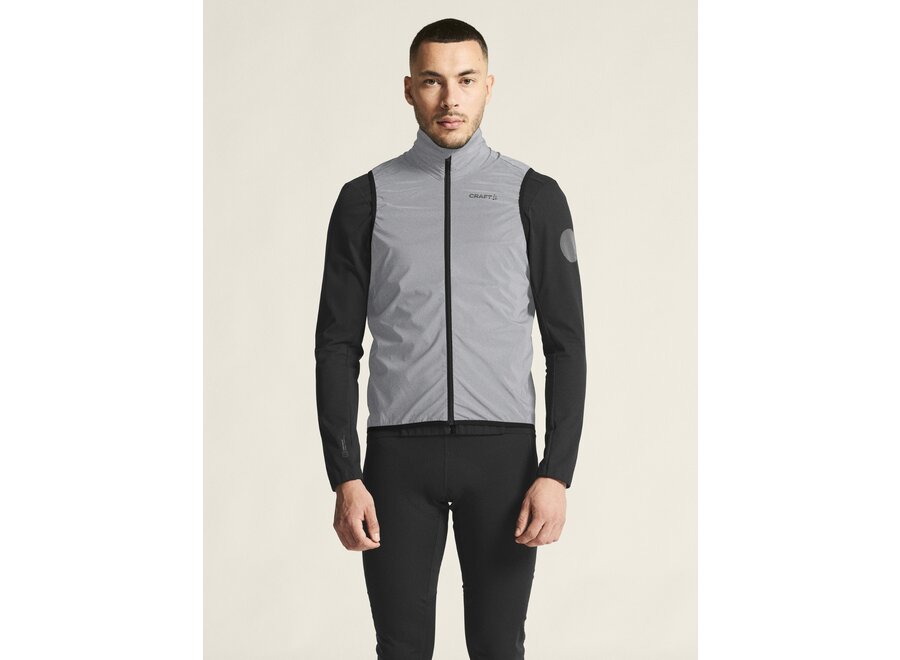 Craft Adv Essence Lumen Men's Wind Vest - Silver Reflective/Black