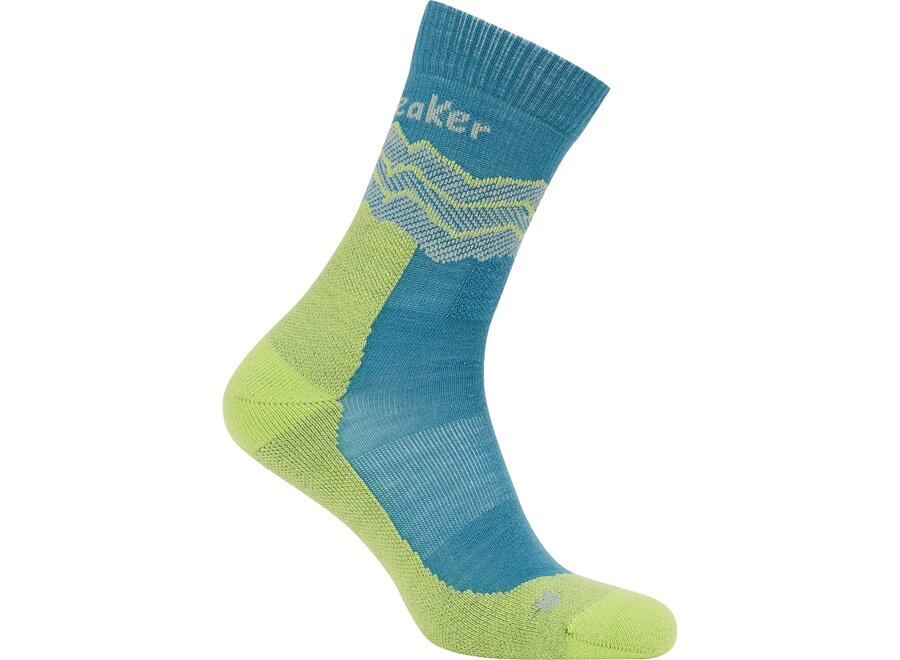 Icebreaker Men Merino Hike+ Medium Crew Across the Peaks Socks - Topaz/Peridot/Seaglass