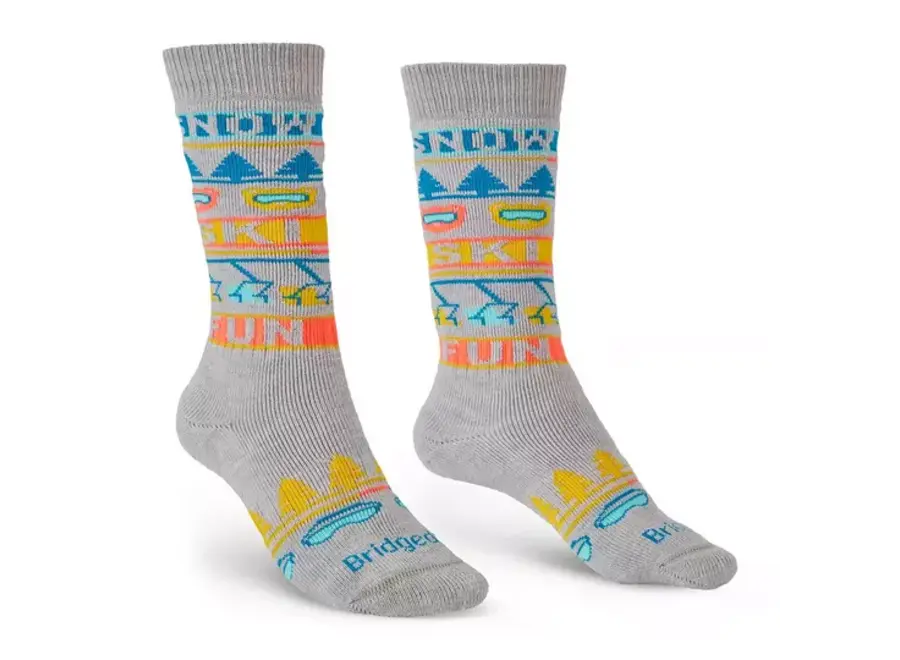 Bridgedale Ski Merino Over Calf Junior Socks - 2 Pack - Grey