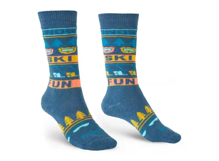 Bridgedale Ski Merino Over Calf Junior Socks - 2 Pack - Blue