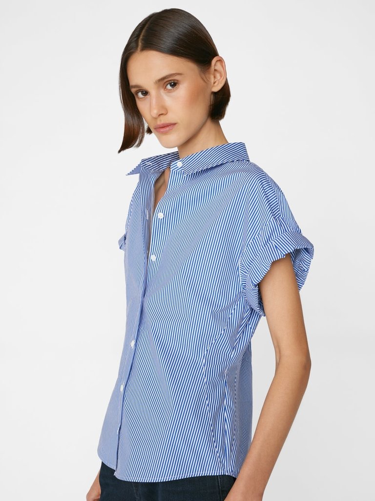Frame Button Down Rolled Sleeve Top