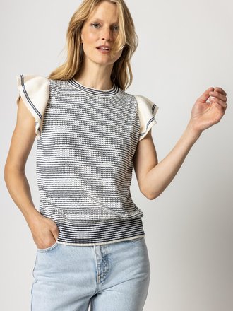 Lilla P Ruffle Sleeve Shell Sweater