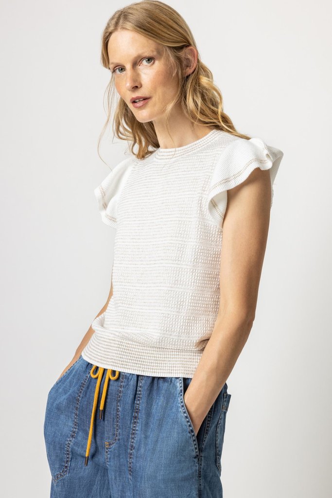 Lilla P Ruffle Sleeve Shell Sweater