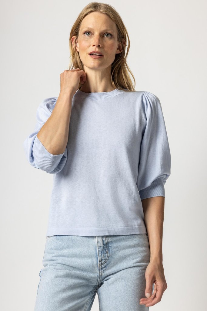 Lilla P Puff Sleeve Crewneck Sweater