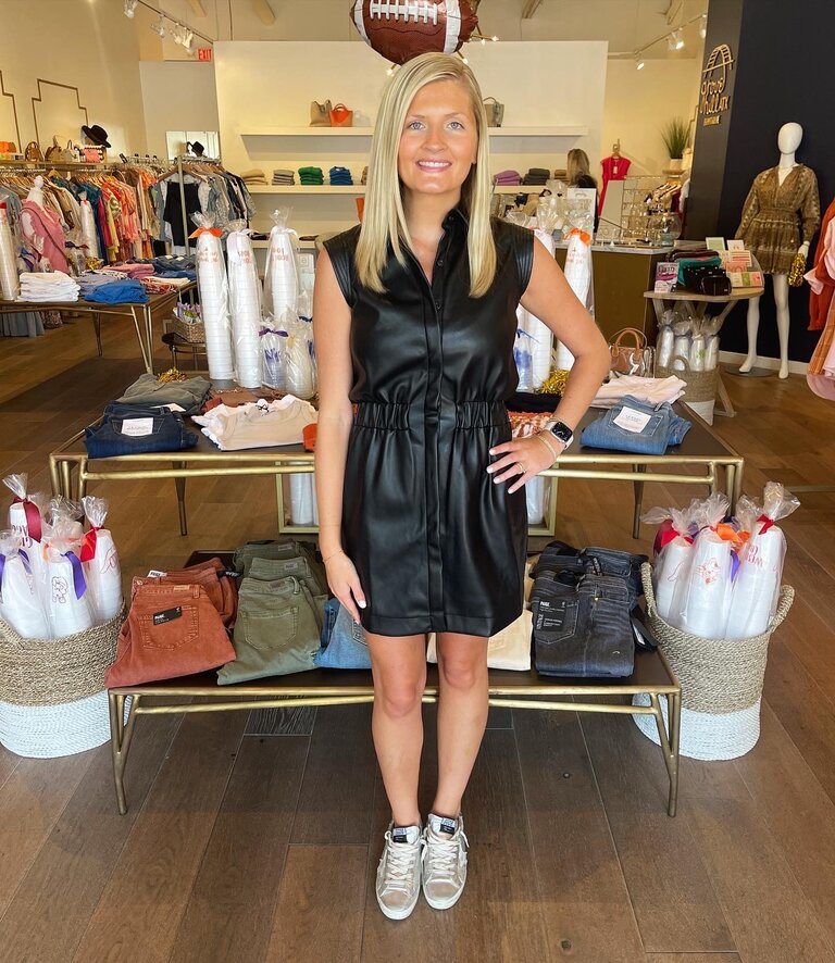 Karina Grimaldi Oliver Leather Mini Dress