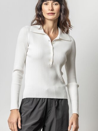 Lilla P Polo Collar Henley Sweater