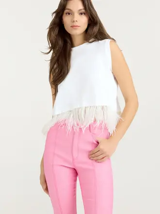 Cinq A Sept Cropped Feather Tee