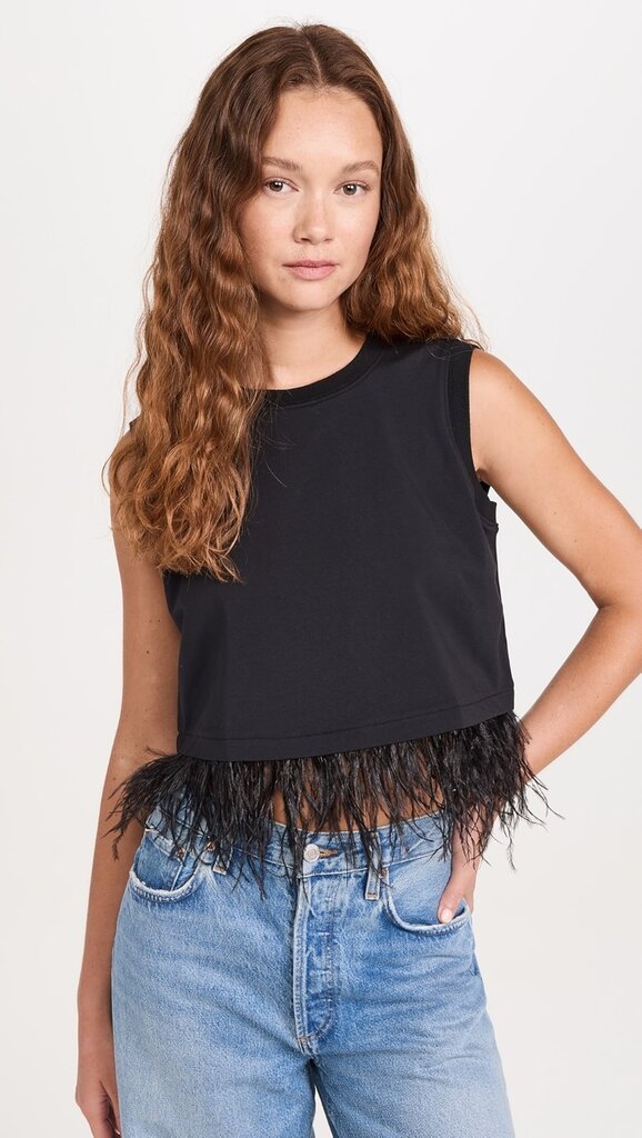 Cinq A Sept Cropped Feather Tee