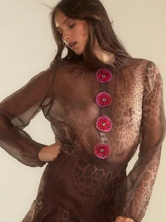 Cynthia Rowley Prim Silk Organza Blouse