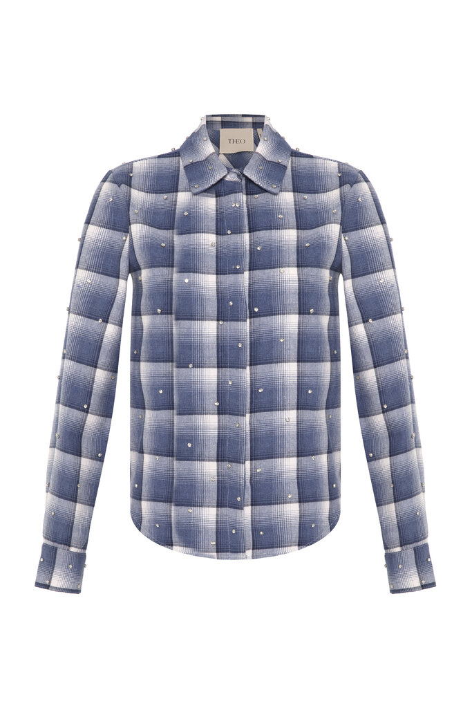 Theo the Label Europa Plaid Crystal Shirt