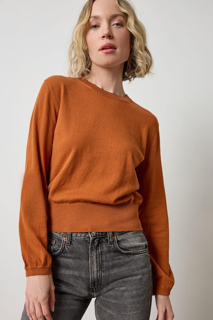 Lilla P Pleated Sleeve Crewneck Sweater