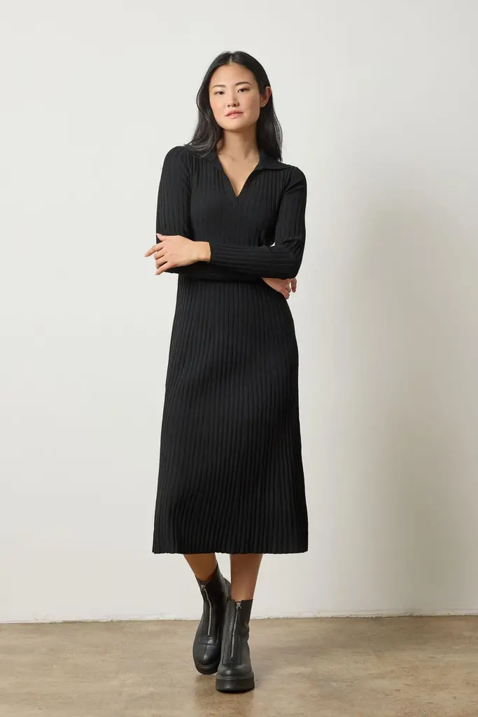 Lilla P Long Sleeve Rib Henley Dress