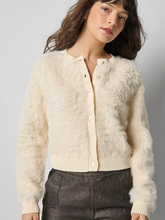 Lilla P Brushed Crewneck Cardigan