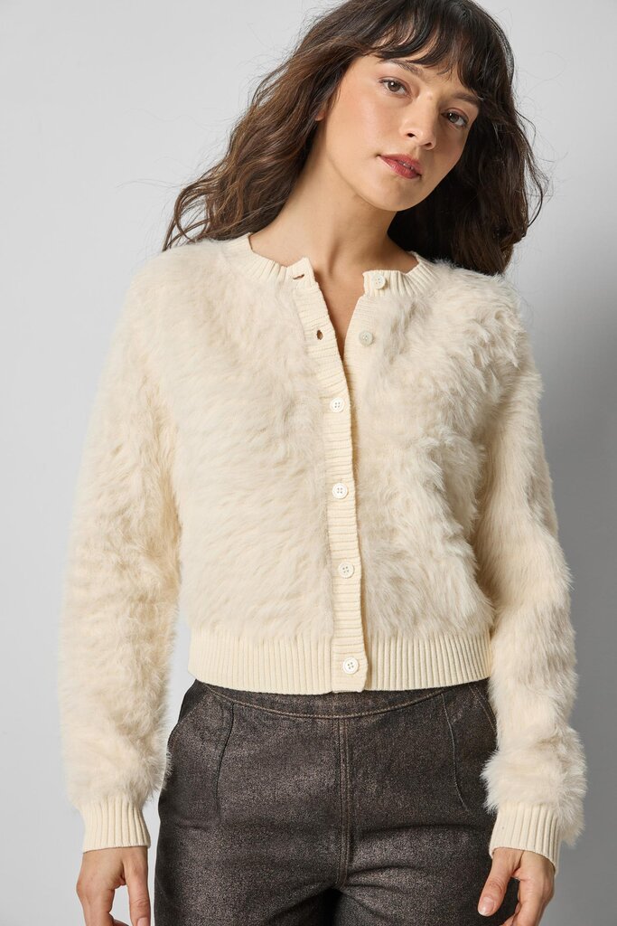 Lilla P Brushed Crewneck Cardigan
