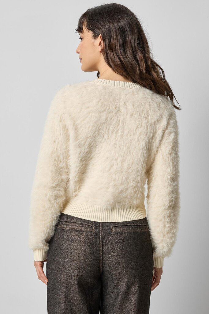 Lilla P Brushed Crewneck Cardigan